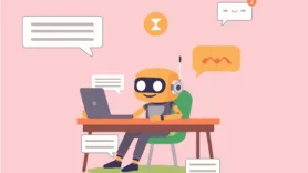 A robot on a computer emulating being ChatGPT