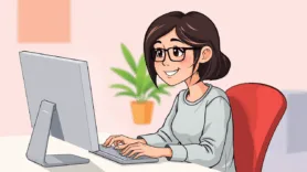 eLearning Design Worker on Computer