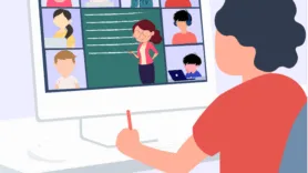 illustration of a person participating in remote learning