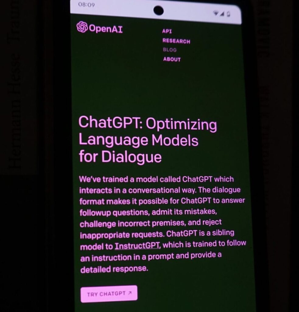 OpenAI ChatGPT home screen