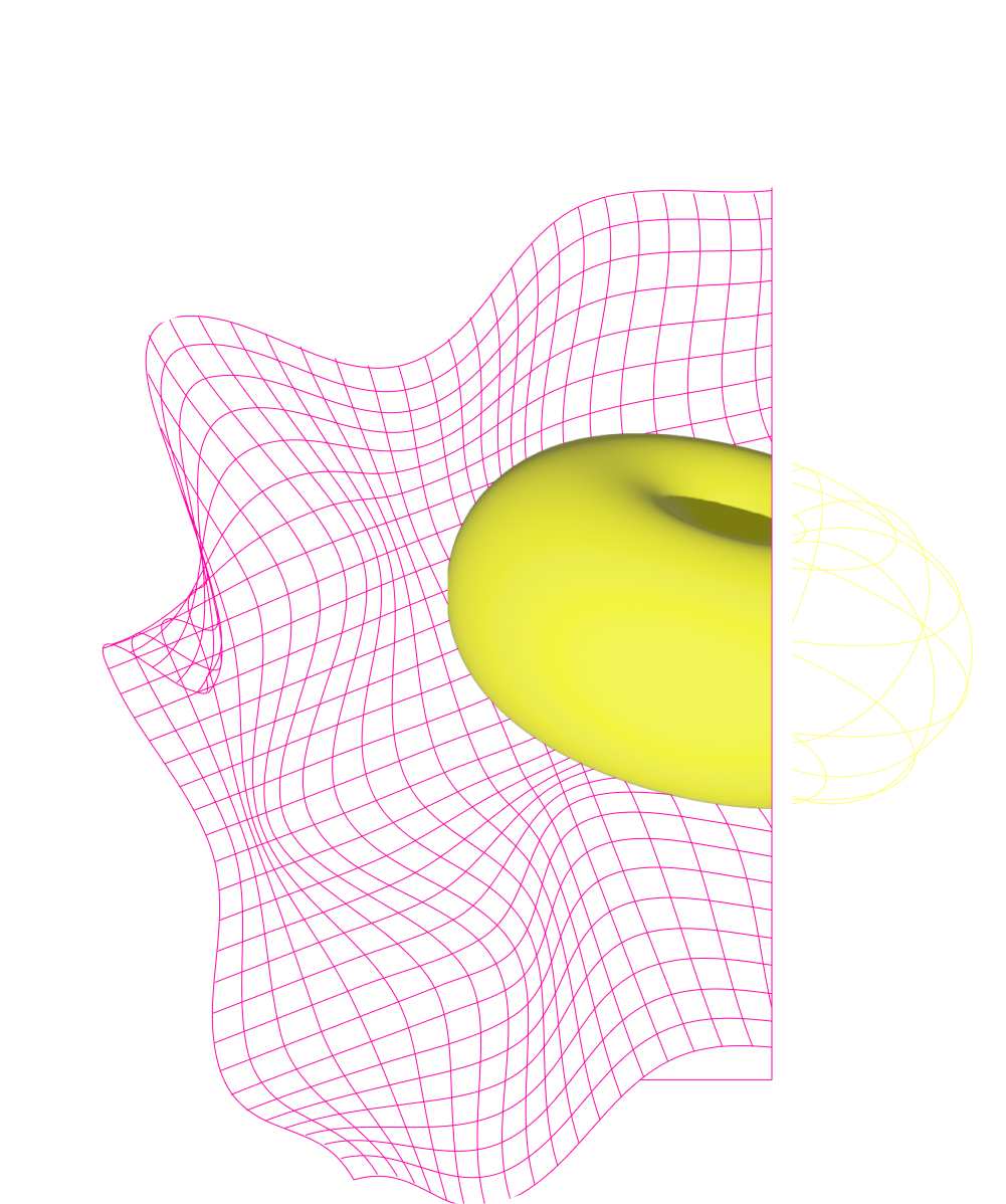 Figure as details with mesh and sphere for background