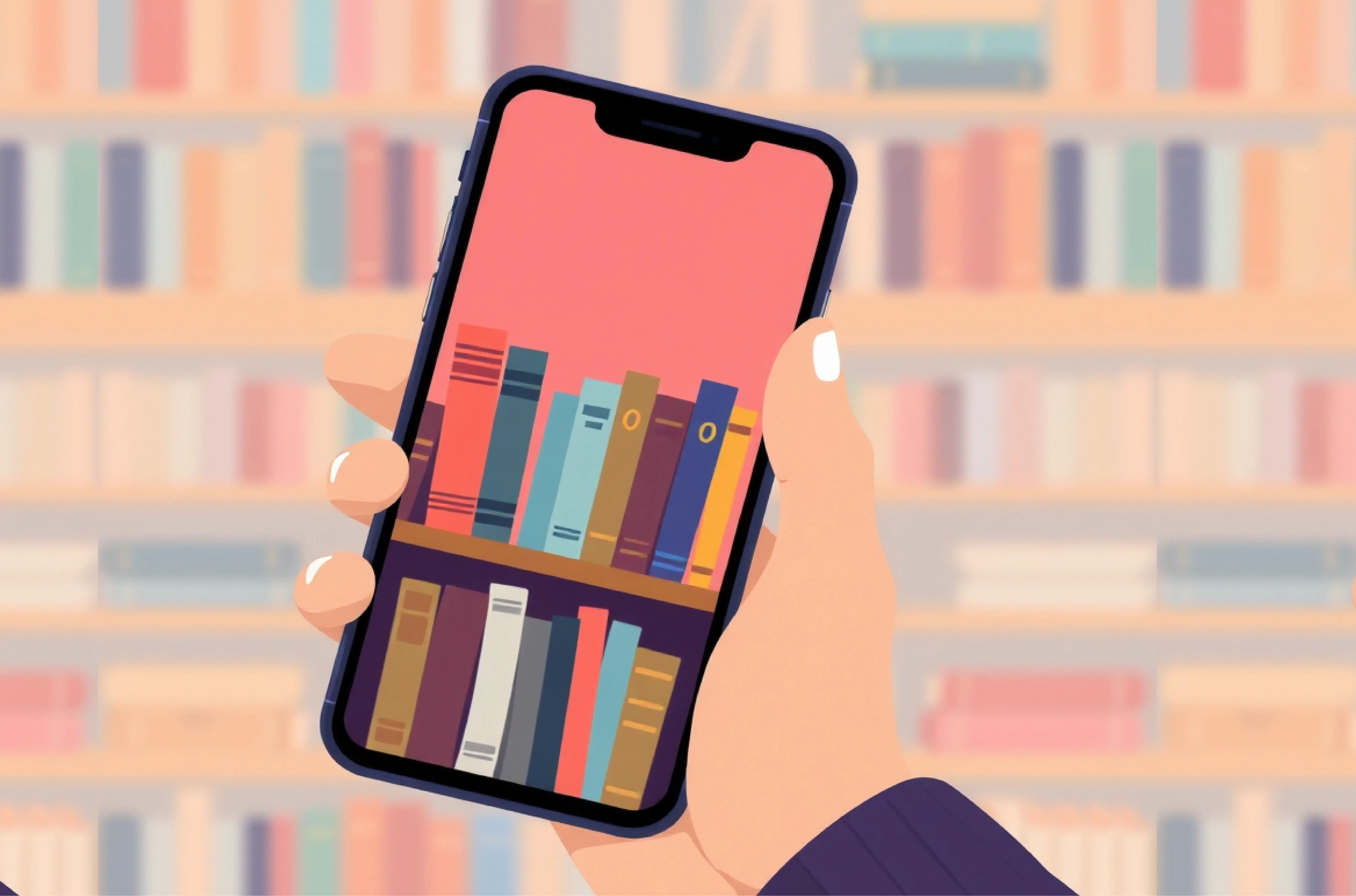 Someone holding a phone featuring a course library