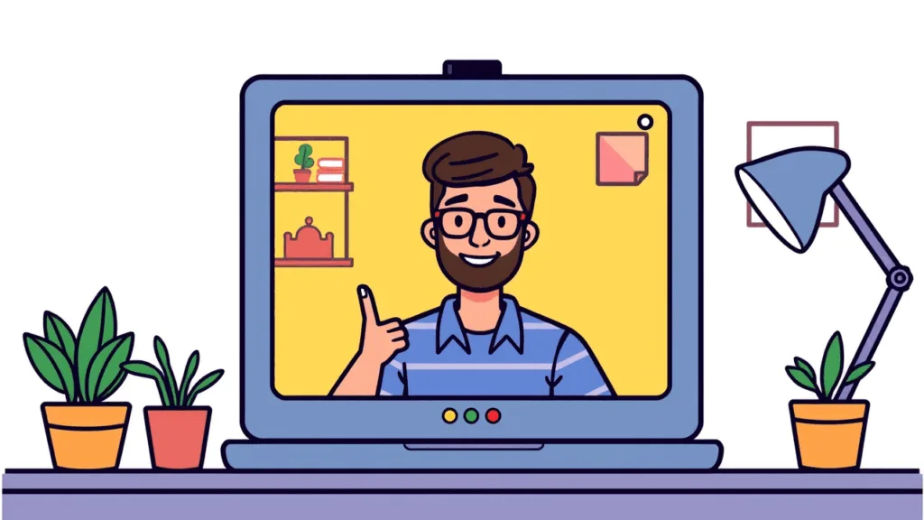 Clip-art style man speaking in a custom eLearning video.