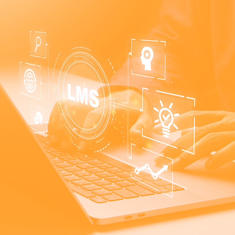 laptop with floating images illustrating learning