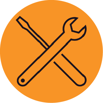 illustration of a screwdriver and wrench crossed
