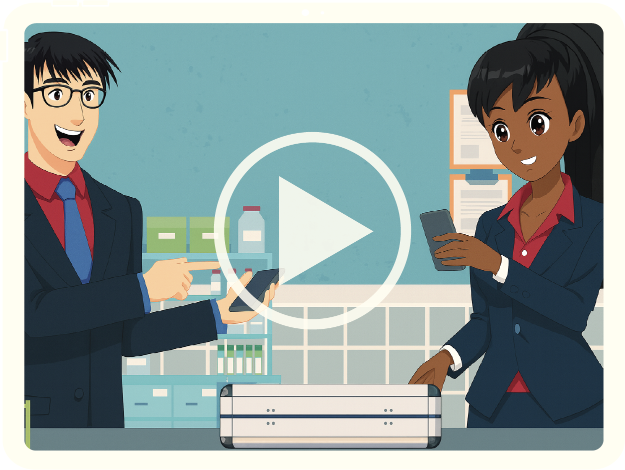 screenshot of a video of two cartoon people talking