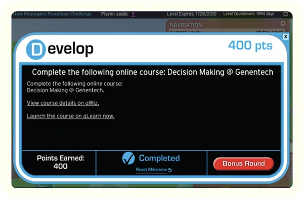 Screenshot of Apti's New managers roadmap challenge
with an objective displayed.