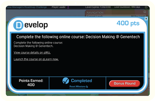 Screenshot of Apti's New managers roadmap challenge
 with an objective displayed.